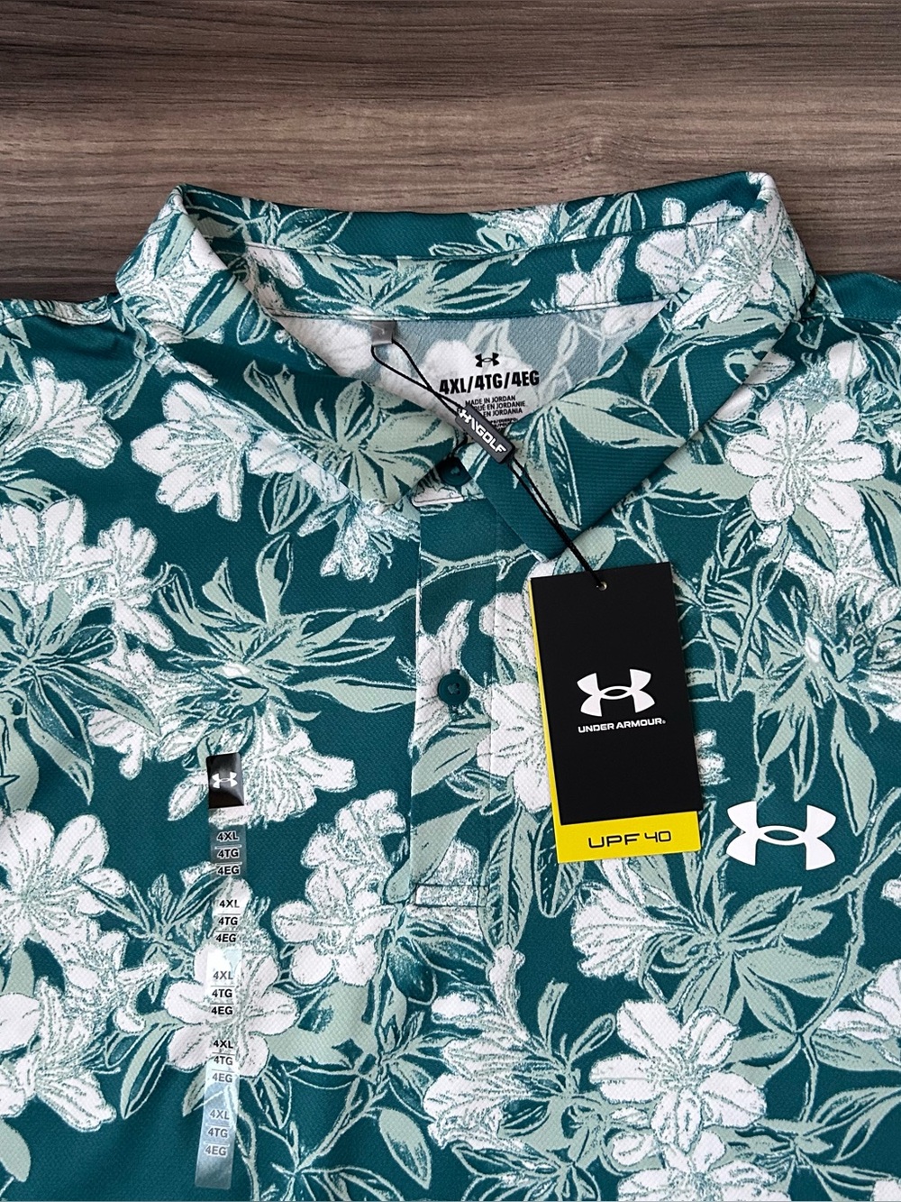 Under Armour Matchplay Printed Mens Short-Sleeve Floral Mens 4XL White Green New